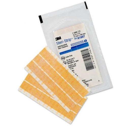 [MMM-A1847] Antimicrobial Skin Closure Strip Steri-Strip™ Antimicrobial 1/2 X 4 Inch Nonwoven Material Reinforced Strip Tan