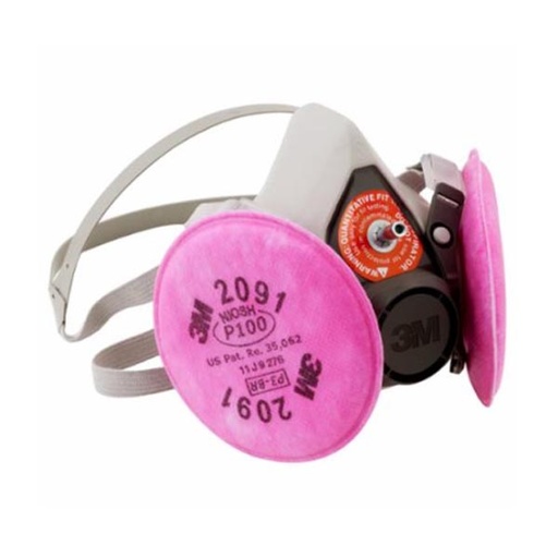 [MMM-6200Q] Probed Reusable Respirator Assembly Mask, Half Face, P100 Filter, Medium, 4/cs