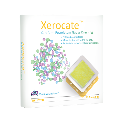 [CIR-261944] Xerocate Petrolatum Gauze Dressing, 4" x 4" Patch Peelable Foil Packs, 25/bx