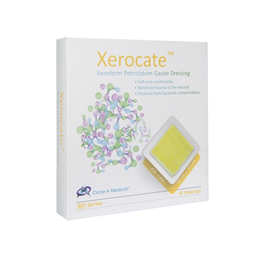 [CIR-261944] Xerocate Petrolatum Gauze Dressing, 4" x 4" Patch Peelable Foil Packs, 25/bx