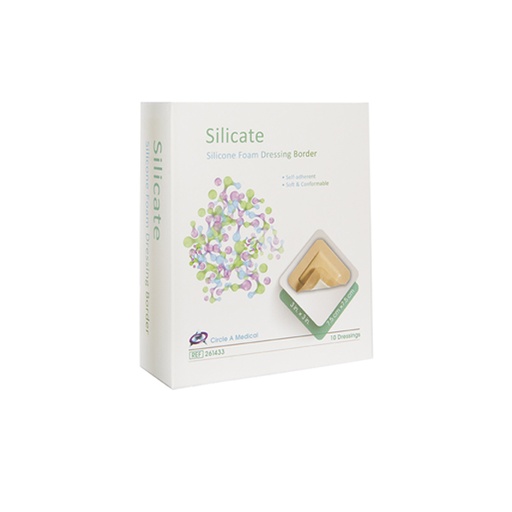 [CIR-261433] Silicate Silicone Border Foam Dressing, Gentle, 3" x 3", 10/bx