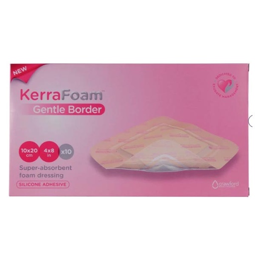 [MMM-CWL1012] Silicone Foam Dressing KerraFoam™ Gentle Border 4 X 8 Inch Rectangle Silicone Adhesive with Border Sterile