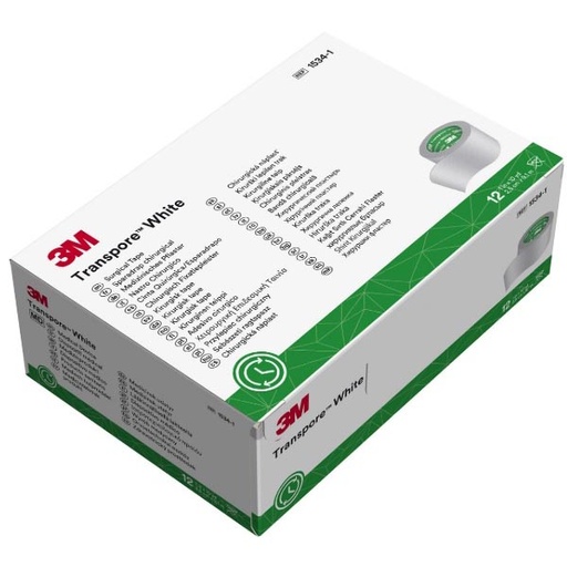[MMM-1534-1] Medical Tape 3M™ Transpore™ White Bi-directional Tear Plastic 1 Inch X 10 Yard White NonSterile