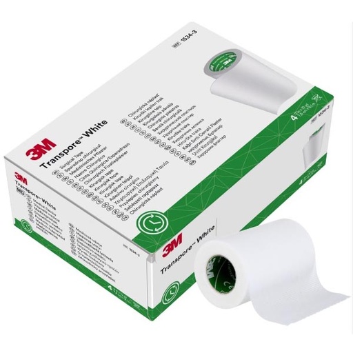 [MMM-1534-3] Medical Tape 3M™ Transpore™ White Bi-directional Tear Plastic 3 Inch X 10 Yard White NonSterile