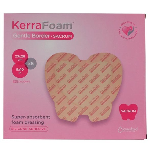 [MMM-CWL1040] Silicone Foam Dressing KerraFoam™ Gentle Border 9 X 10 Inch Sacral Silicone Adhesive with Border Sterile