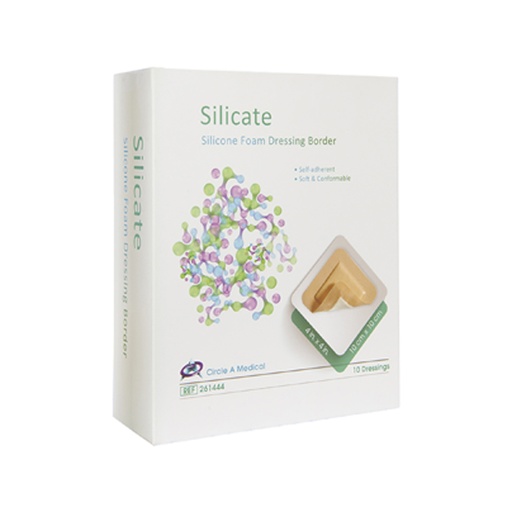 [CIR-261444] Silicate Silicone Border Foam Dressing, Gentle, 4" x 4", 10/bx
