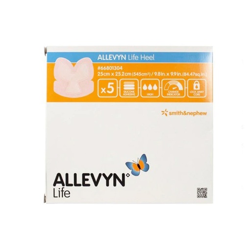 [SMI-66801304] Silicone Foam Dressing Allevyn Life 9-4/5 X 9-9/10 Inch Heel Silicone Adhesive with Border Sterile