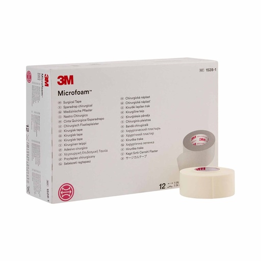 [MMM-1528-1] Medical Tape 3M™ Microfoam™ Multi-directional Stretch Elastic / Foam 1 Inch X 5-1/2 Yard White NonSterile