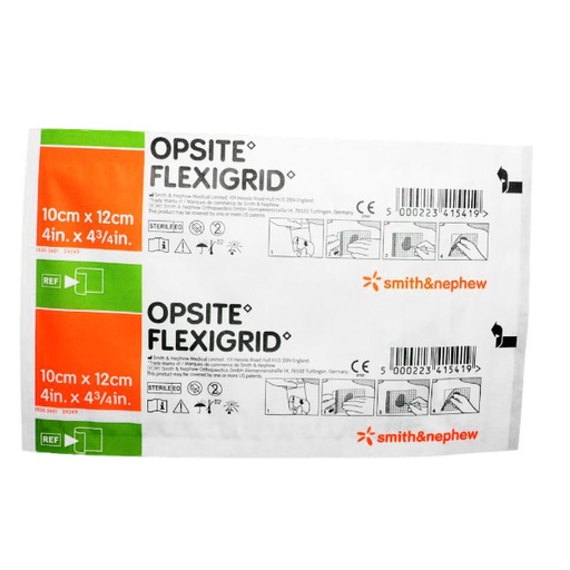 [SMI-66024629] Transparent Film Dressing OpSite Flexigrid Rectangle 4 X 4-3/4 Inch 2 Tab Delivery Without Label Sterile