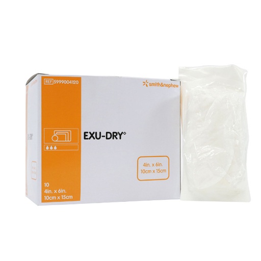 [SMI-5999004120] Anti-Shear Absorbent Dressing Exu-Dry Polyethylene / Rayon / Cellulose 4 X 6 Inch