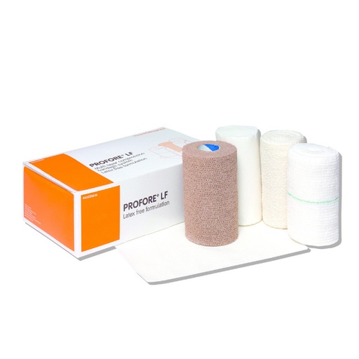 [SMI-66020626] 4 Layer Compression Bandage System Profore LF 5-1/2 X 8 Inch / 4 Inch X 4 Yard / 4 Inch X 3 Yard / 4 Inch X 2-4/5 Yard Standard Compression Self-adherent / Tape Closure Tan / White NonSterile