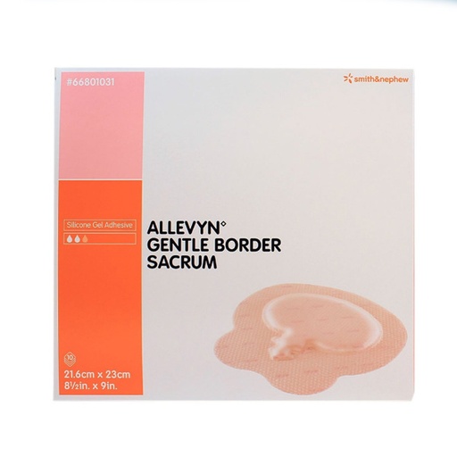 [SMI-66801031] Silicone Foam Dressing Allevyn Gentle Border 8-1/2 X 9 Inch Sacral Silicone Gel Adhesive with Border Sterile