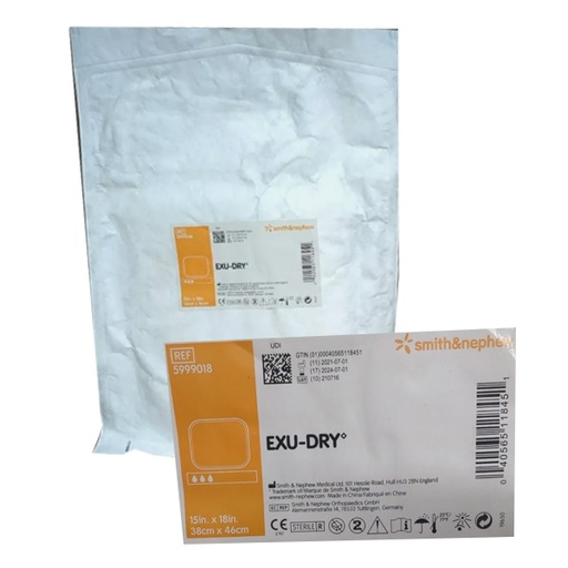 [SMI-5999018] Wound Dressing Exu-Dry Polyethylene / Rayon / Cellulose 15 X 18 Inch