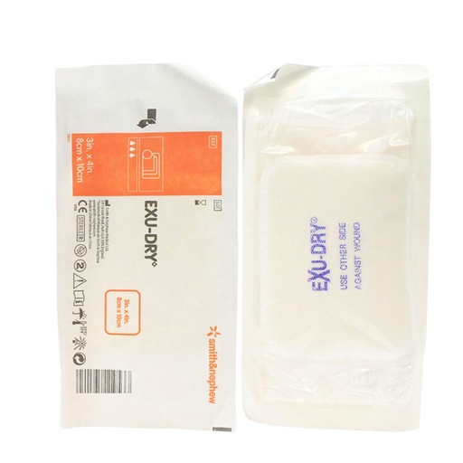[SMI-5999034] Anti-Sheer Absorbent Dressing EXU-DRY Polyethylene / Rayon / Cellulose 3 X 4 Inch