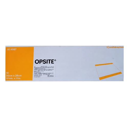 [SMI-4987] Transparent Film Dressing OpSite Rectangle 11 X 11-3/4 Inch 2 Tab Delivery Without Label Sterile
