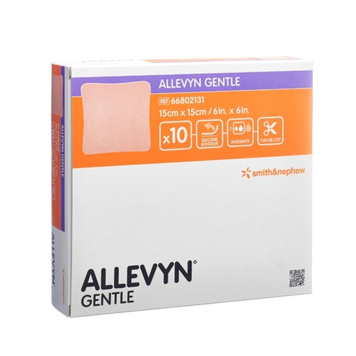 [SMI-66802131] Silicone Foam Dressing Allevyn Gentle Border 6 X 6 Inch Square Silicone Gel Adhesive with Border Sterile