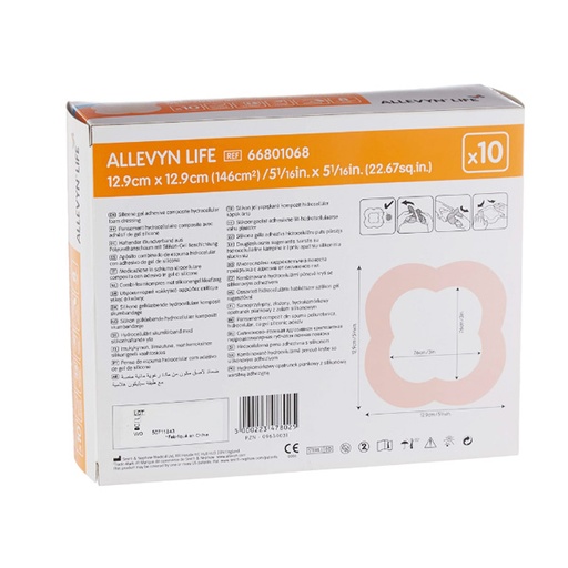 [SMI-66801068] Silicone Foam Dressing Allevyn Life 5-3/4 X 5-3/4 Inch Quadrilobe Silicone Adhesive with Border Sterile