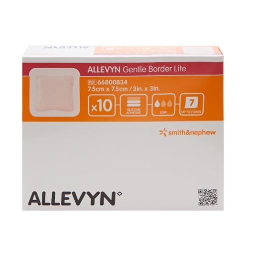[SMI-66800834] Thin Silicone Foam Dressing Allevyn Gentle Border Lite 3 X 3 Inch Square Silicone Gel Adhesive with Border Sterile