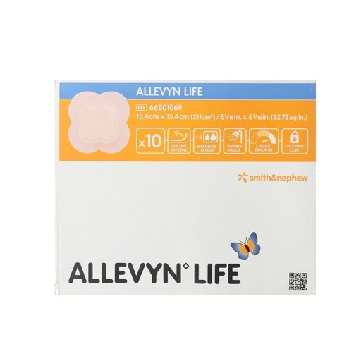 [SMI-66801749] Silicone Foam Dressing Allevyn Life 6 X 6 Inch Square Non-Adhesive without Border Sterile