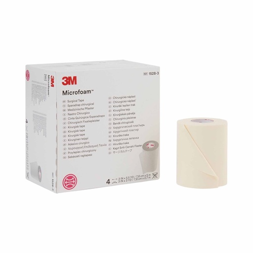[MMM-1528-3] Medical Tape 3M™ Microfoam™ Multi-directional Stretch Elastic / Foam 3 Inch X 5-1/2 Yard White NonSterile