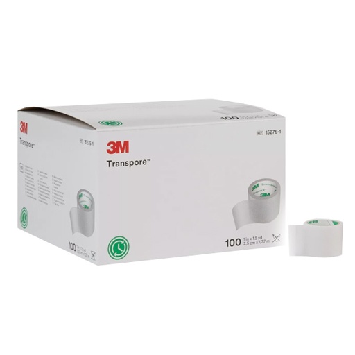 [MMM-1527S-1] Medical Tape 3M™ Transpore™ Single Use Roll Plastic 1 Inch X 1-1/2 Yard Transparent NonSterile