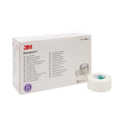 [MMM-1538-1] Medical Tape 3M™ Durapore™ High Adhesion Silk-Like Cloth 1 Inch X 10 Yard White NonSterile