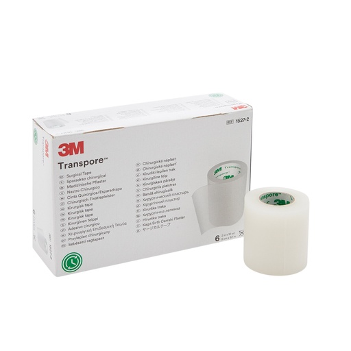 [MMM-1527S-2] Medical Tape 3M™ Transpore™ Single Use Roll Plastic 2 Inch X 1-1/2 Yard Transparent NonSterile
