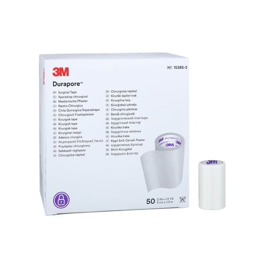 [MMM-1538S-2] Medical Tape 3M™ Durapore™ Single Use Roll Silk-Like Cloth 2 Inch X 1-1/2 Yard White NonSterile