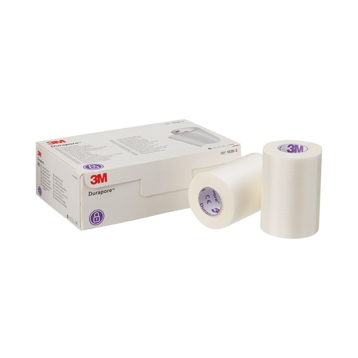 [MMM-1538-3] Medical Tape 3M™ Durapore™ High Adhesion Silk-Like Cloth 3 Inch X 10 Yard White NonSterile