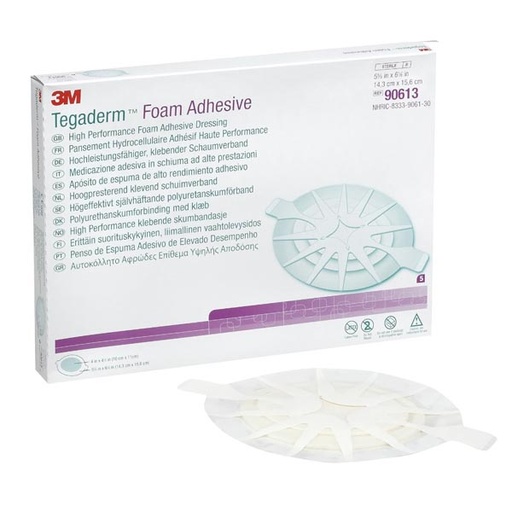 [MMM-90613] Foam Dressing 3M™ Tegaderm™ High Performance 5-5/8 X 6-1/8 Inch Oval Adhesive with Border Sterile