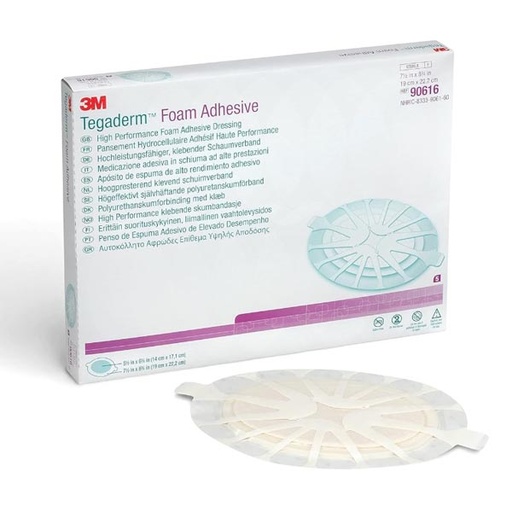 [MMM-90616] Foam Dressing 3M™ Tegaderm™ High Performance 7-1/2 X 8-3/4 Inch Oval Adhesive with Border Sterile