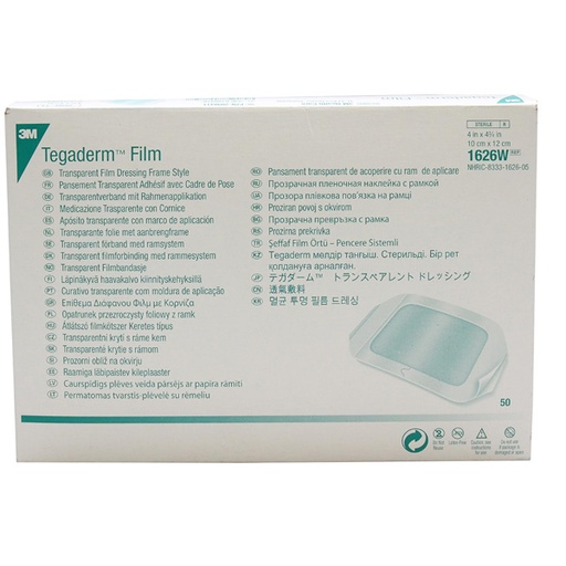 [MMM-1626W] Transparent Film Dressing 3M™ Tegaderm™ Rectangle 4 X 4-3/4 Inch Frame Style Delivery With Label Sterile