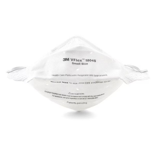 [MMM-1804S] Particulate Respirator / Surgical Mask 3M™ VFlex™ Medical N95 Flat Fold Elastic Strap Small White NonSterile ASTM F1862 Adult