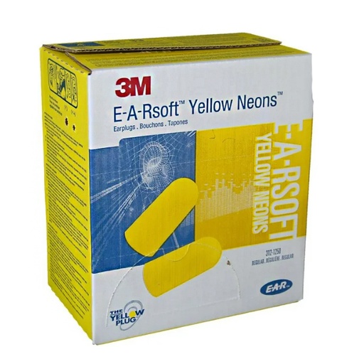 [MMM-312-1250] Ear Plugs 3M™ E-A-Rsoft™ Yellow Neons™ Cordless One Size Fits Most Yellow