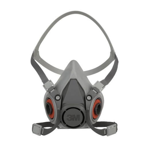 [MMM-6200] 3M™ 6000 Reusable Respirator Industrial Half Face 4 Point Adjustable Head Strap Medium Gray / White
