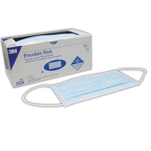 [MMM-1820] Procedure Mask 3M™ Pleated Earloops One Size Fits Most Blue NonSterile Not Rated Adult