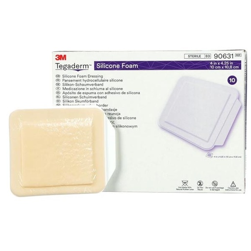 [MMM-90631] Silicone Foam Dressing 3M™ Tegaderm™ 4 X 4-1/4 Inch Square Silicone Adhesive Without Border Sterile