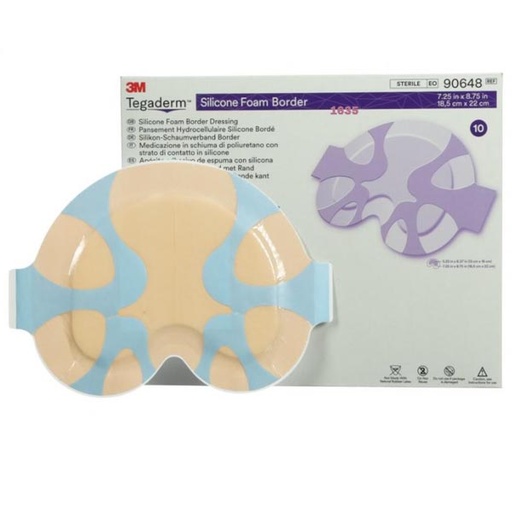 [MMM-90648] Silicone Foam Dressing 3M™ Tegaderm™ 7-1/4 X 8-3/4 Inch Sacral Silicone Adhesive with Border Sterile