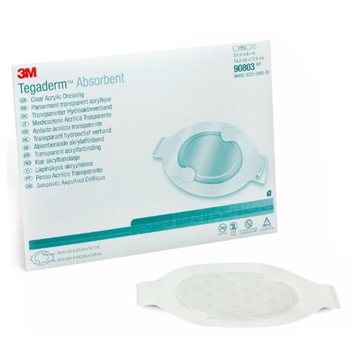 [MMM-90803] Absorbent Acrylic Transparent Film Dressing 3M™ Tegaderm™ Oval 5-5/8 X 6-1/4 Inch 2 Tab Delivery Without Label Sterile