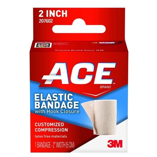 [MMM-207602] Elastic Bandage 3M™ ACE™ 2 Inch X 4.2 Foot Standard Compression Single Hook and Loop Closure Tan NonSterile