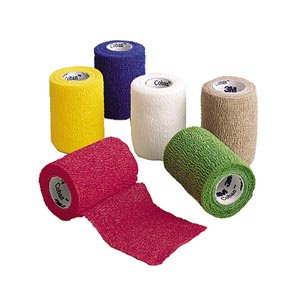 [MMM-1583A] Cohesive Bandage 3M™ Coban™ 3 Inch X 5 Yard Standard Compression Self-adherent Closure Tan / Green / Yellow / Blue / Red / White NonSterile