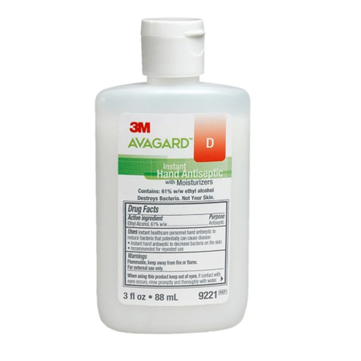 [MMM-9221] Hand Sanitizer 3M™ Avagard™ D 3 oz. Ethyl Alcohol Gel Bottle
