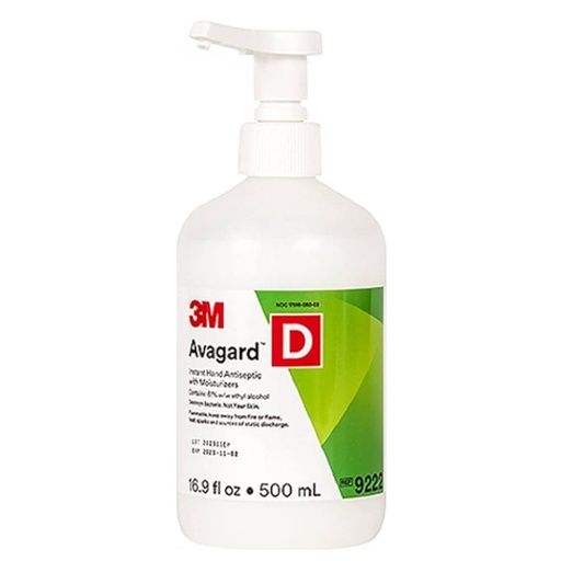 [MMM-9222] Hand Sanitizer 3M™ Avagard™ D 16 oz. Ethyl Alcohol Gel Pump Bottle