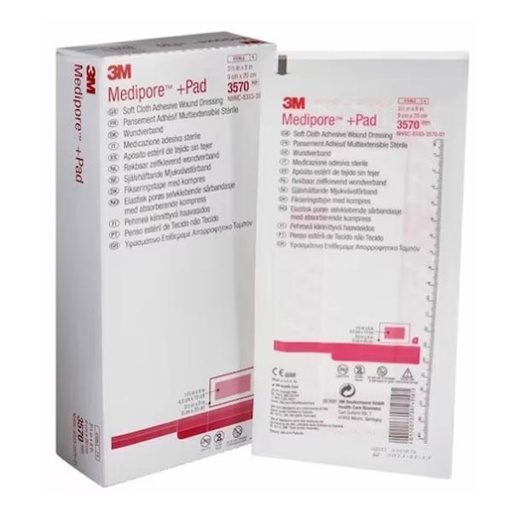 [MMM-3570] Adhesive Dressing 3M™ Medipore™ 3-1/2 X 8 Inch Soft Cloth Rectangle White Sterile