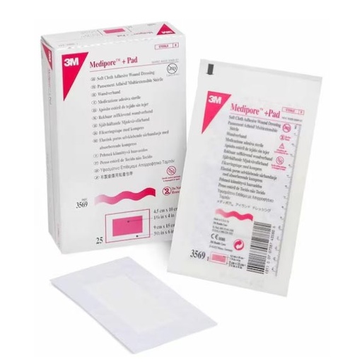 [MMM-3569] Adhesive Dressing 3M™ Medipore™ 3-1/2 X 6 Inch Soft Cloth Rectangle White Sterile