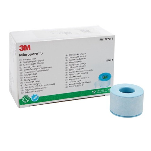 [MMM-2770-1] Medical Tape 3M™ Micropore™ S Skin Friendly Silicone 1 Inch X 5-1/2 Yard Blue NonSterile