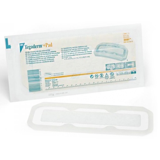 [MMM-3591] Transparent Film Dressing with Pad 3M™ Tegaderm™ + Rectangle 3-1/2 X 10 Inch Frame Style Delivery Without Label Sterile