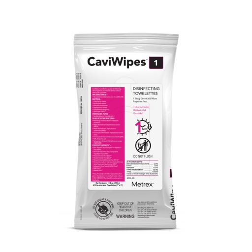 [MET-13-5224] CaviWipes1™ Surface Disinfectant Premoistened Alcohol Based Manual Pull Wipe 45 Count Soft Pack Disposable Alcohol Scent NonSterile