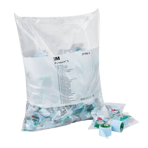 [MMM-2770S-1] Medical Tape 3M™ Micropore™ S Single Use Roll Silicone 1 Inch X 1-1/2 Yard Blue NonSterile