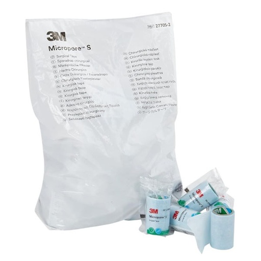[MMM-2770S-2] Medical Tape 3M™ Micropore™ S Single Use Roll Silicone 2 Inch X 1-1/2 Yard Blue NonSterile